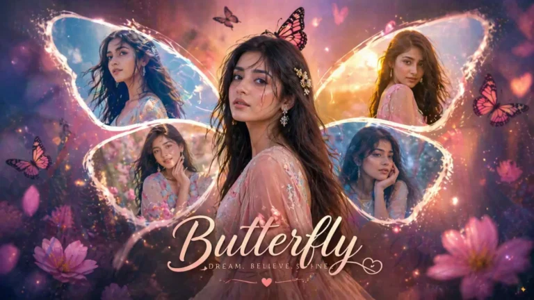 Girls Cinematic Butterfly Collage Style Photo