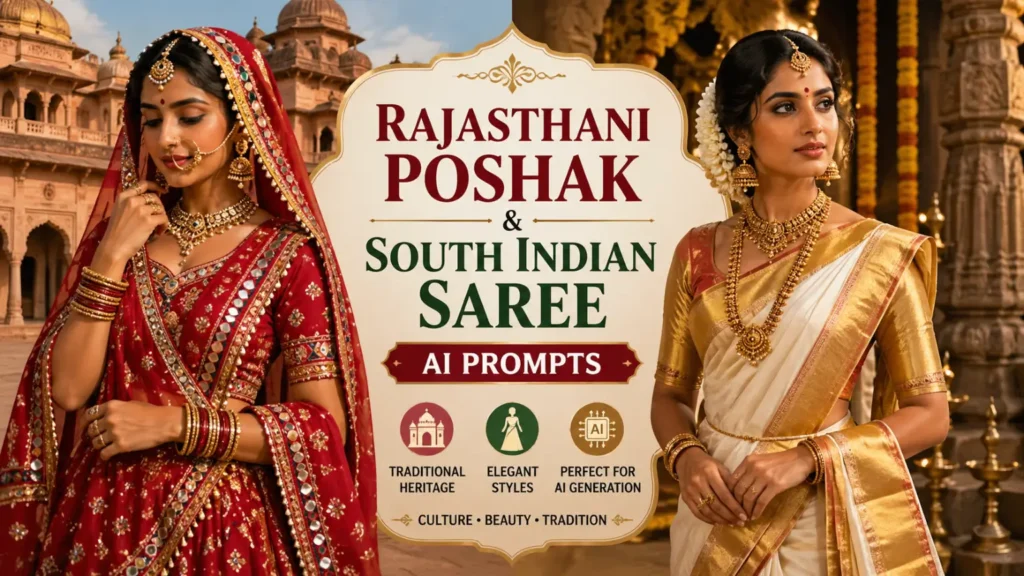 Rajasthani Poshak & South Indian Saree AI Prompts