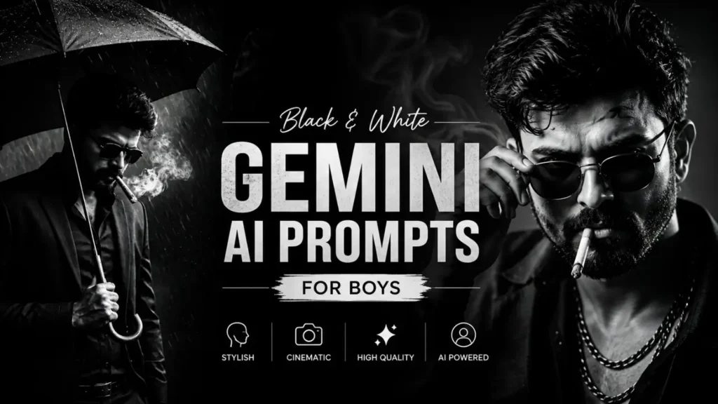 Black & White Gemini AI Prompts for Boys