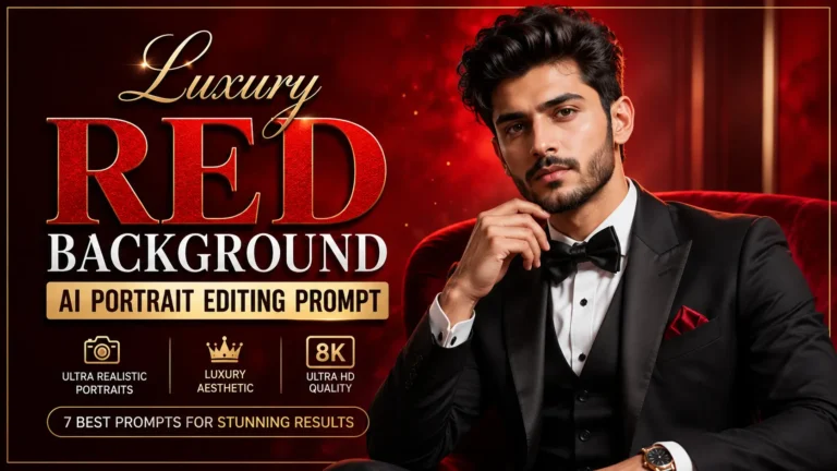Luxury Red Background AI Portrait Editing Prompt 2026