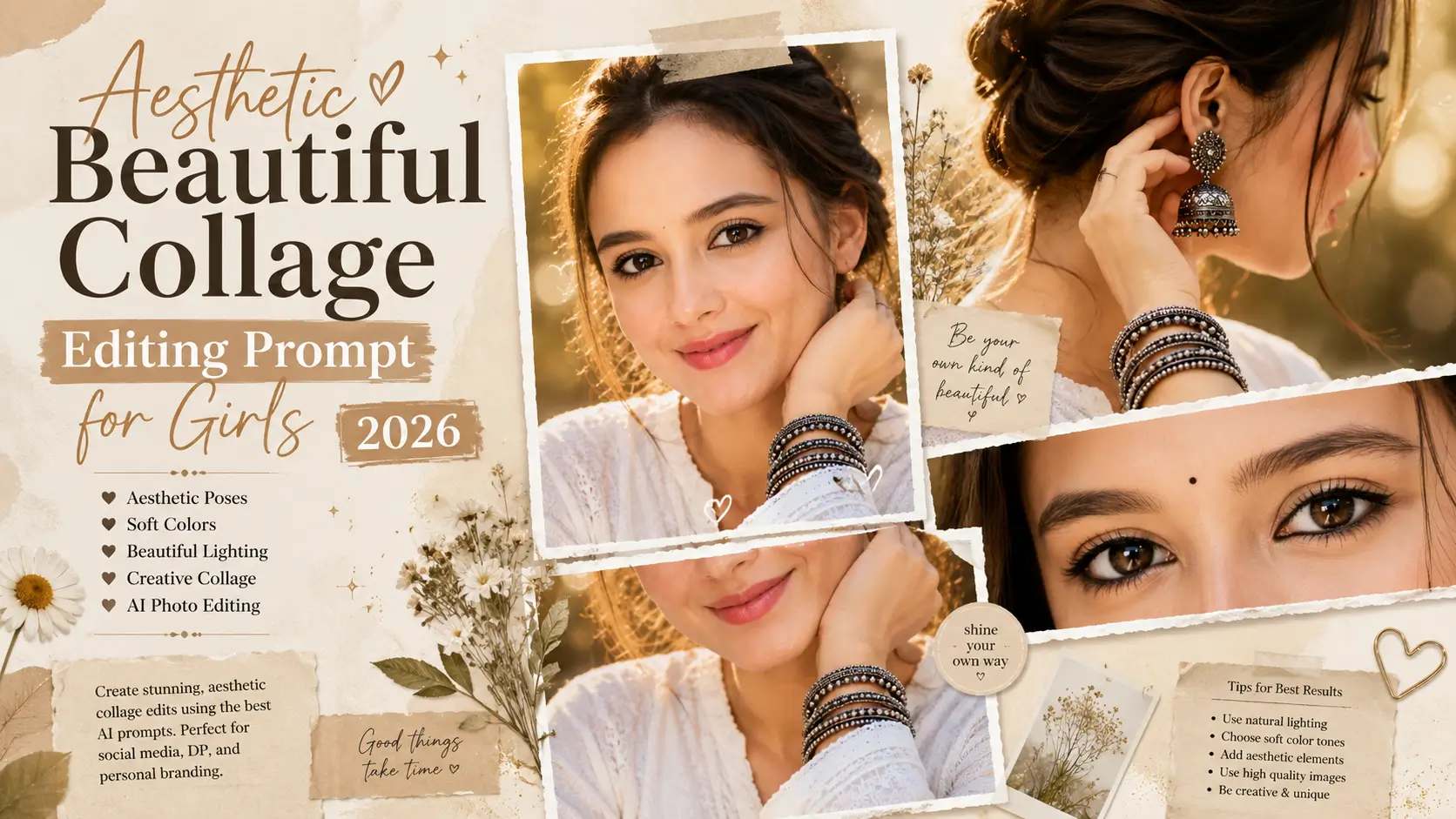 Aesthetic Beautiful Collage Editing Prompt for Girls