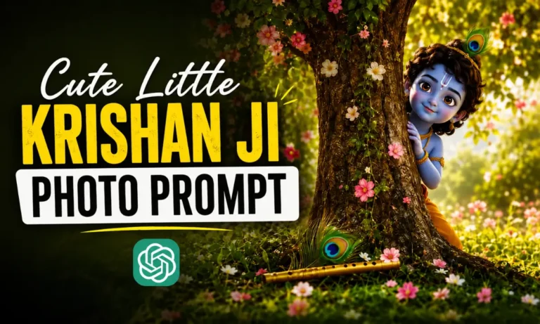 Beautiful Little Krishan Hiding Behind the Tree Photos Prompt